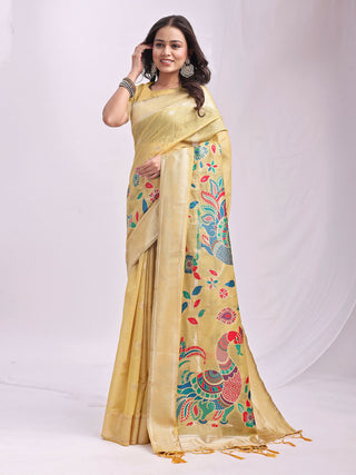 Astita Linen Cotton Yelllow Saree