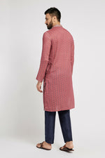 Thumbnail for Ethnic India Pink Men's Kurta Abstract Polyester - Distacart