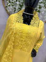 Thumbnail for Preksha Creation Women Gown Maslin With Threads With Dupatta And Pant - Distacart