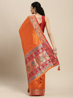 Thumbnail for Astita Silk Blend Ornage Saree