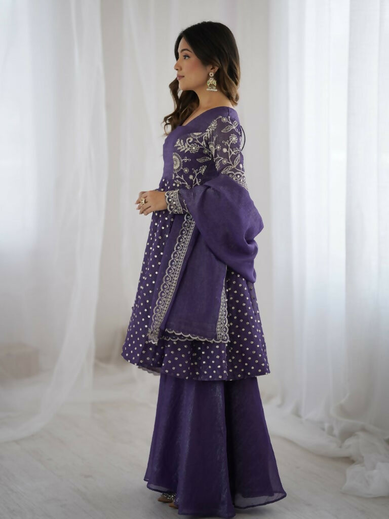Teeya Creation Lavender Color Embroidery Work Wedding Wear Salwar Suit