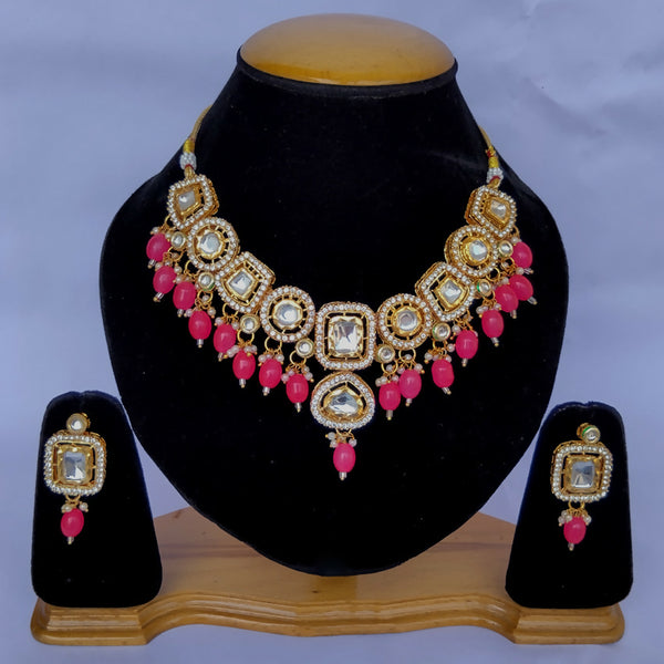 Joban Fashion Hand Made High Quality Gold Plated Base Metal Alloy Kundan Stone Studded Kundan Jewellery Set - Distacart