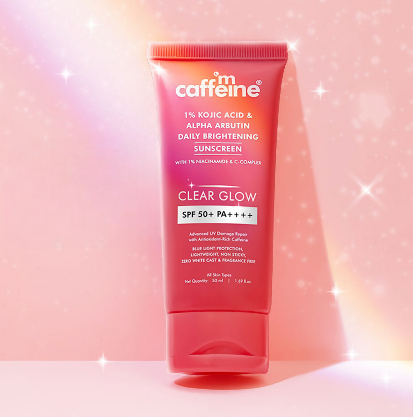 mCaffeine Clear Glow 1% Kojic Acid, Alpha Arbutin Daily Brightening Sunscreen - Distacart