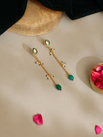 Thumbnail for Ruby Raang Green Long Kundan Dangler Earrings
