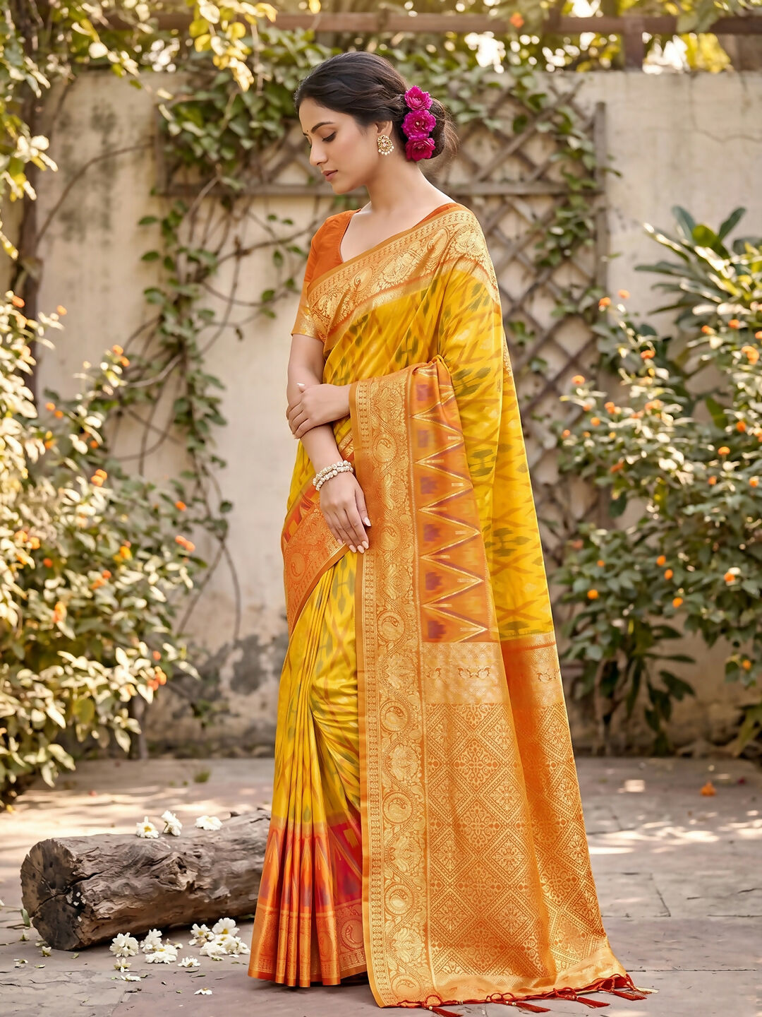 Shree Shyam Fashion Yellow Soft Silk Saree - Dista