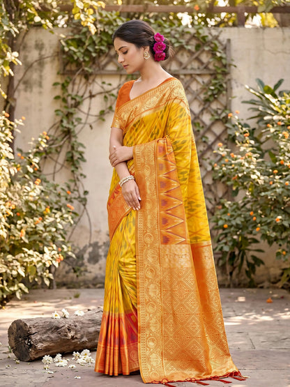 Shree Shyam Fashion Yellow Soft Silk Saree - Dista