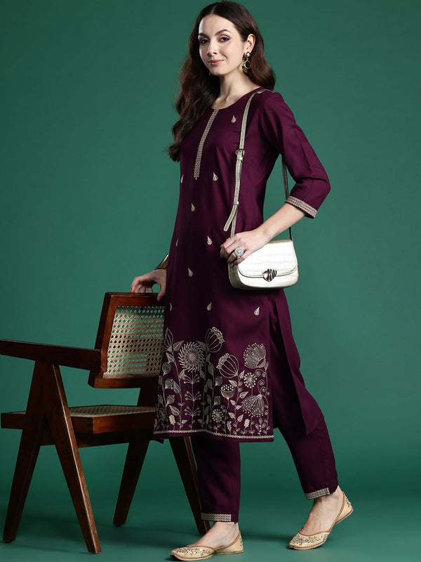 Indo Era Ethnic Motifs Embroidered Sequinned Kurta with Trousers