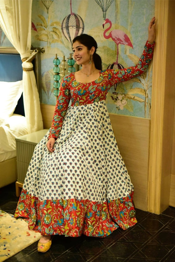 Aastha Fashion Women's Multicolor Cotton Silk Digital Printed Anarkali Dress - Distacart