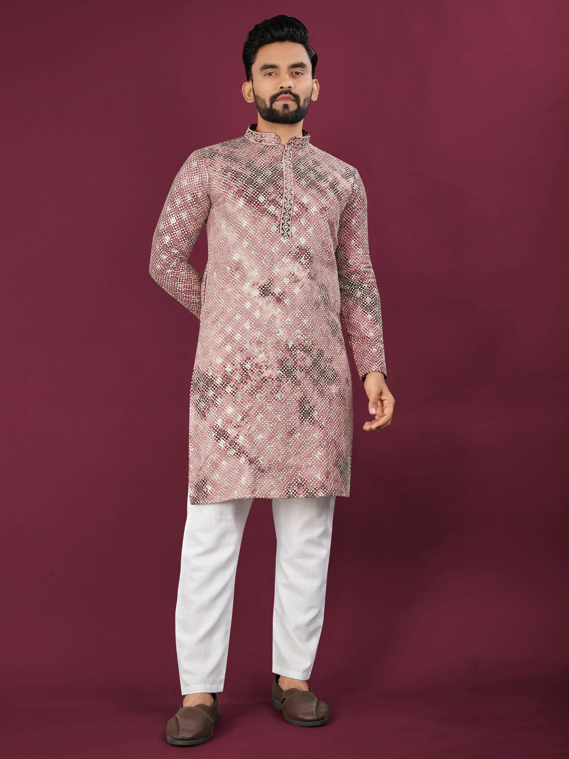 Anaita Pink Chikankari Work Viscose Rayon Straight Kurta - Distacart