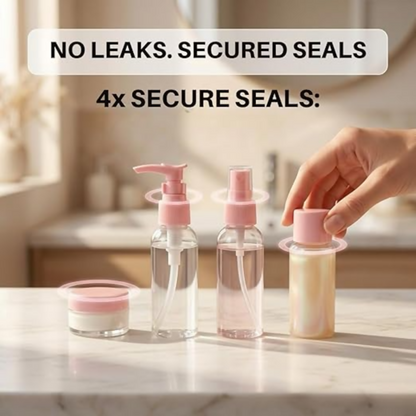 Temperia Travel Bottles for Toiletries - Refillable Empty Mini Containers with Pouch - Dista