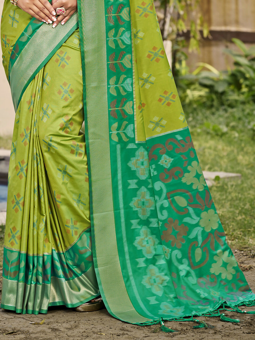 Astita Pochampalli Silk Light Green Saree