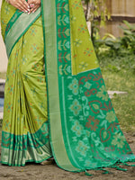 Thumbnail for Astita Pochampalli Silk Light Green Saree
