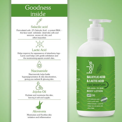 Bake 10% AHA + 2% BHA Body Lotion SPF 30 - Distacart