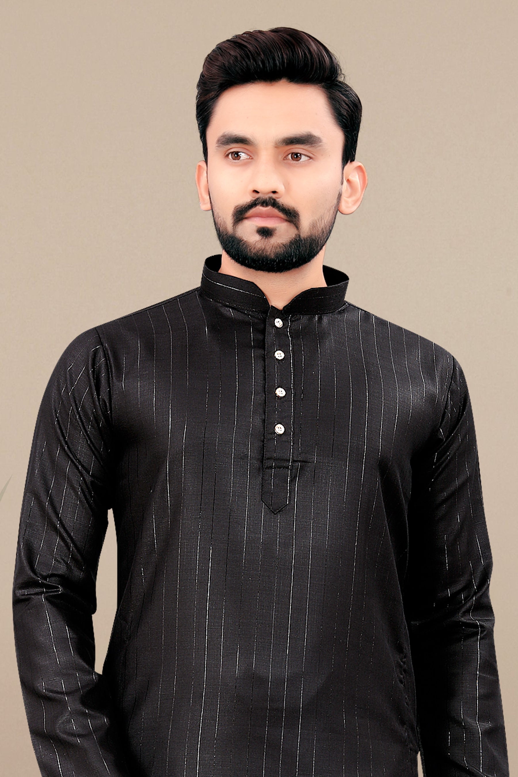 Neera Trendz Black Cotton Blend Lining Work Men's Kurta With Pyjama
