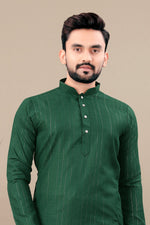 Thumbnail for Neera Trendz Green Cotton Blend Lining Work Men's Kurta With Pyjama