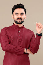 Thumbnail for Neera Trendz Maroon Cotton Blend Lining Work Men's Kurta With Pyjama