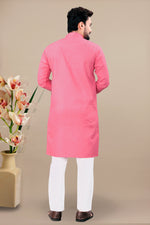Thumbnail for Neera Trendz Pink Cotton Blend Lining Work Men's Kurta With Pyjama