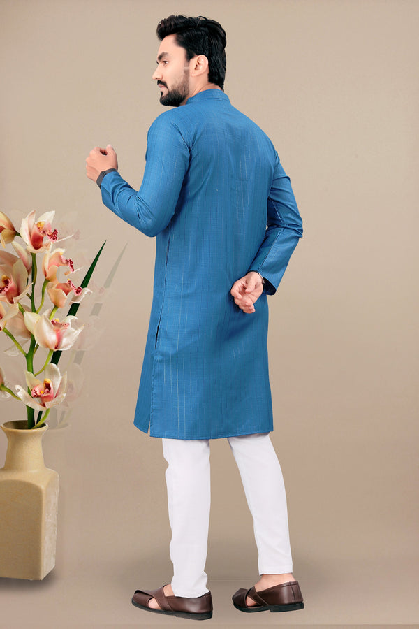 Neera Trendz Rama Cotton Blend Lining Work Men's Kurta With Pyjama