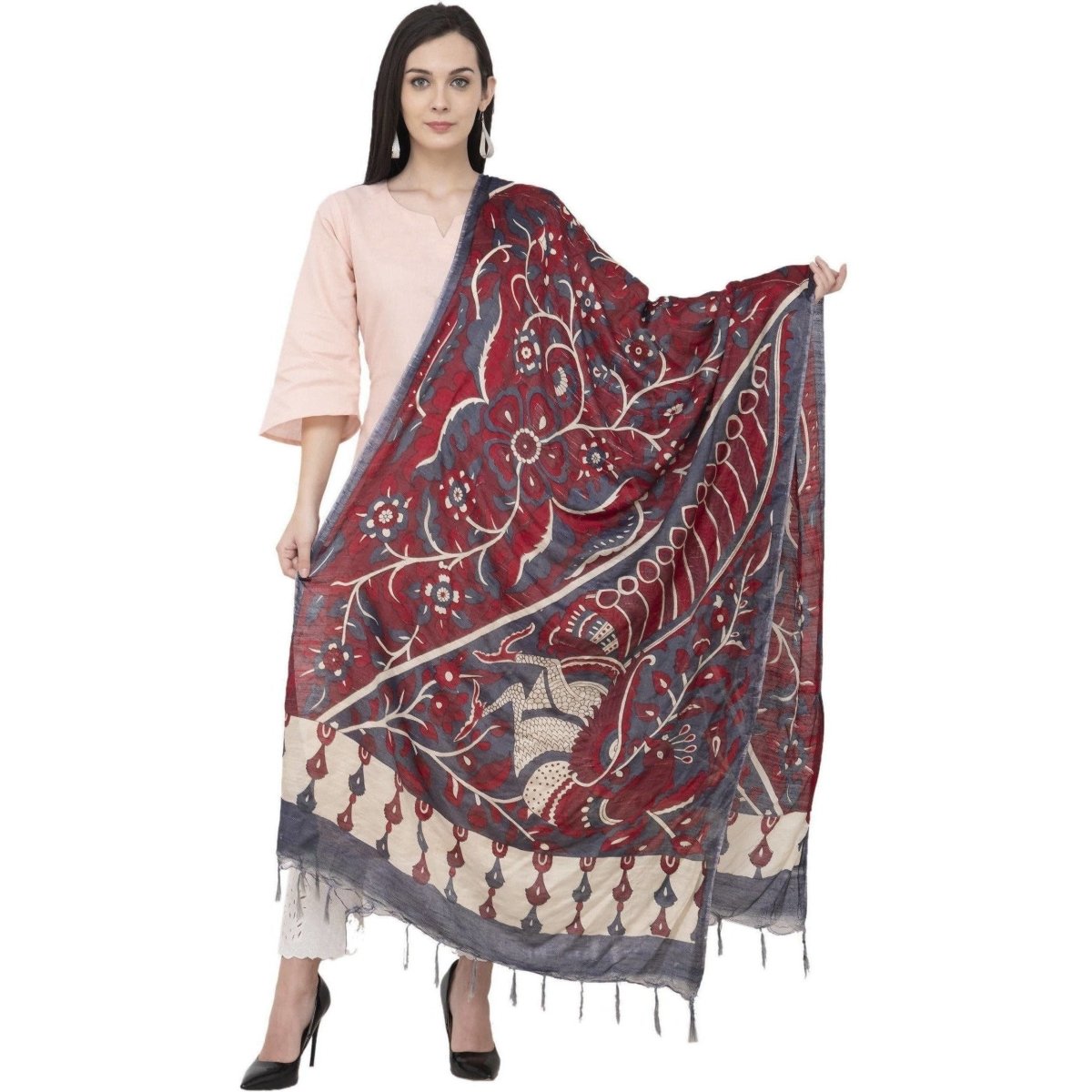 A R Silk Modal Kalamkari Print Fancy Dupatta Color Multi Print Dupatta or Chunni