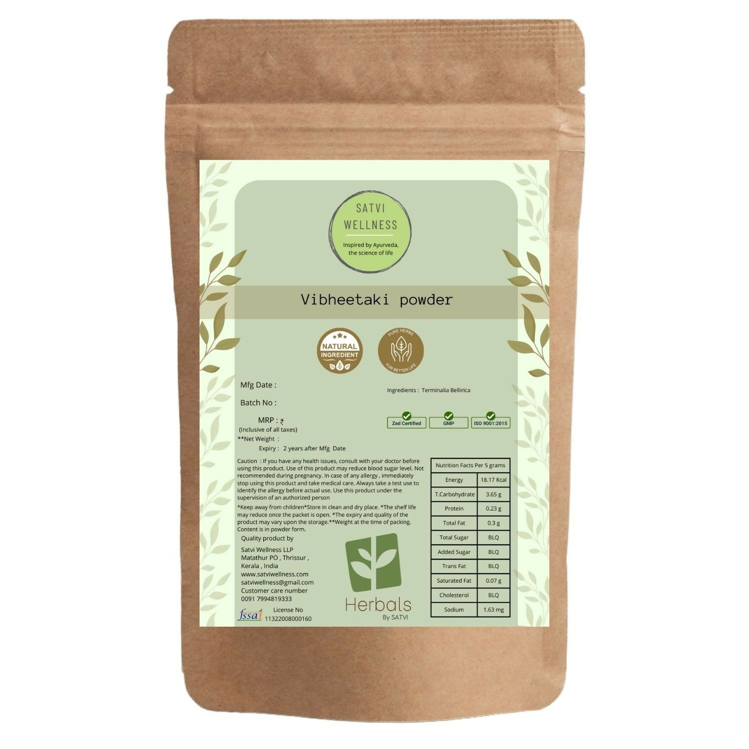 Satvi Wellness Vibhitaki Powder - Distacart