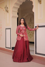 Thumbnail for Prazu Fashion Maroon Vichitra Silk Lehenga With Blouse