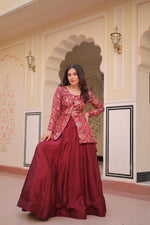 Thumbnail for Prazu Fashion Maroon Vichitra Silk Lehenga With Blouse