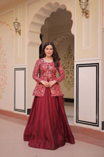 Thumbnail for Prazu Fashion Maroon Vichitra Silk Lehenga With Blouse