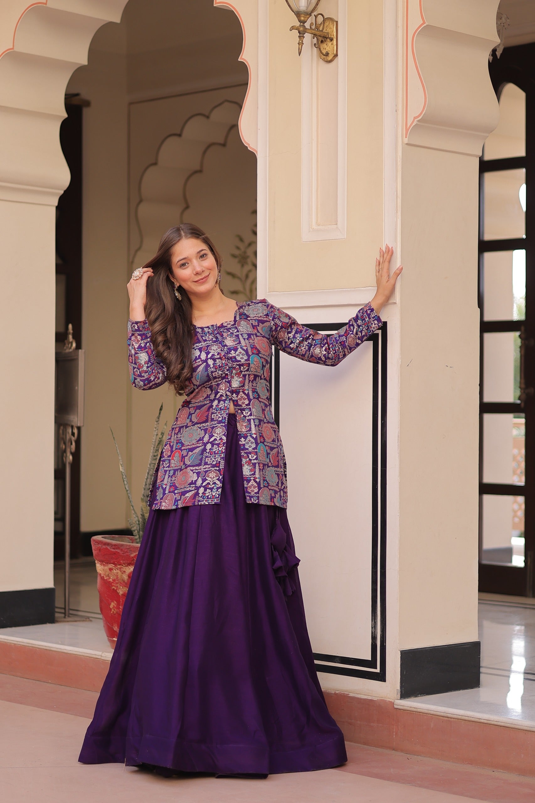 Prazu Fashion Violet Vichitra Silk Lehenga With Blouse - Distacart