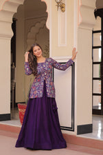 Thumbnail for Prazu Fashion Violet Vichitra Silk Lehenga With Blouse