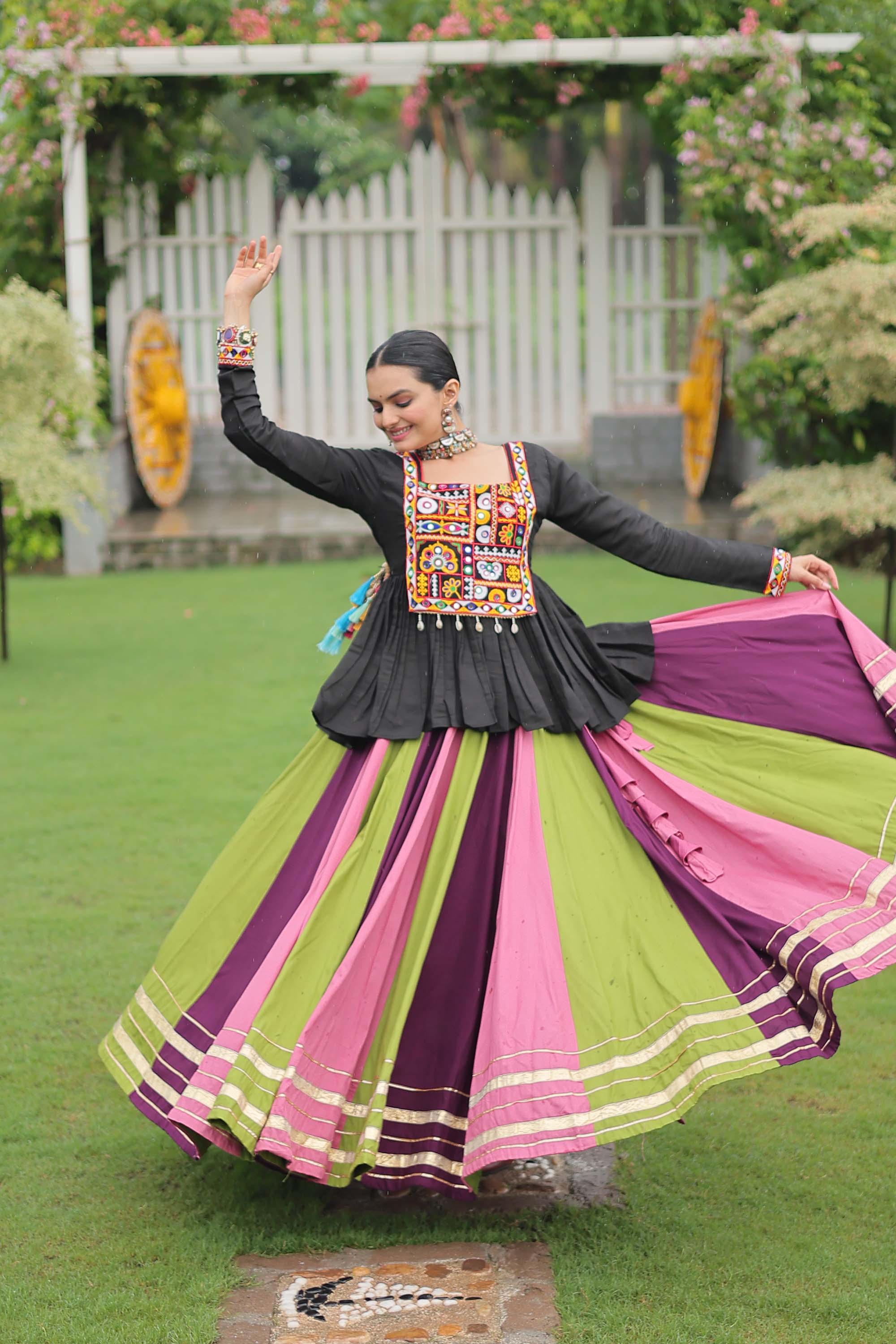 Lorenvalley Fashion Multicolor Rayon with Attractive Gota-Patti Lace Lehenga Choli - Distacart