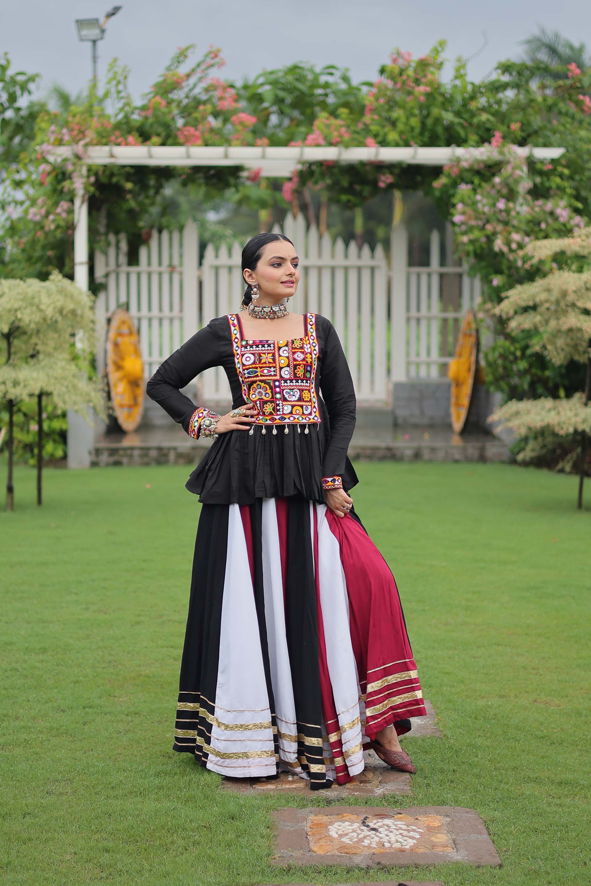 Lorenvalley Fashion Multicolor Rayon with Attractive Gota-Patti Lace Lehenga Choli - Distacart