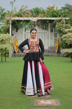 Thumbnail for Prazu Fashion Black Reyon Attractive Gota-Patti Lace Lehenga With Top For Navaratri