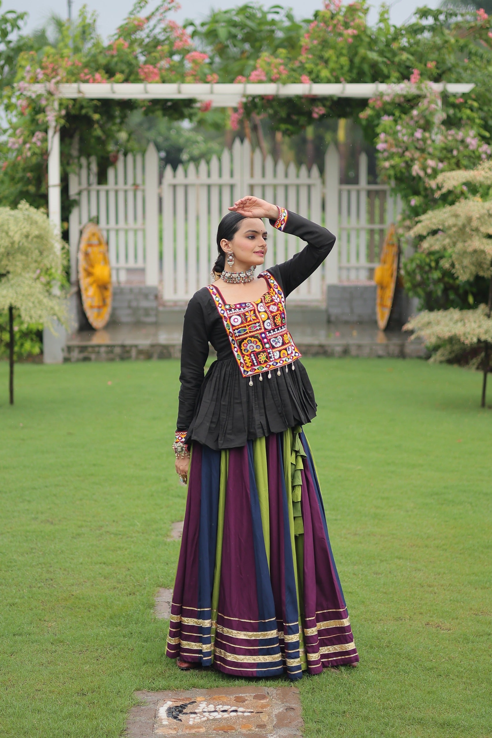 Prazu Fashion Black Reyon Attractive Gota-Patti Lace Lehenga With Top For Navaratri - Distacart