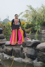 Thumbnail for Prazu Fashion Black Reyon Attractive Gota-Patti Lace Lehenga With Top For Navaratri