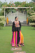 Thumbnail for Prazu Fashion Black Reyon Attractive Gota-Patti Lace Lehenga With Top For Navaratri
