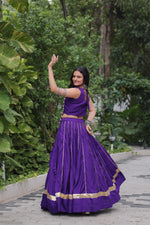 Thumbnail for Lorenvalley Fashion Purple Roman Silk with Attractive Gota-Patti Lace Lehenga Choli