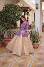 Thumbnail for Prazu Fashion Purple Cosmos Weaving Jacquard Designer Lehenga - Distacart