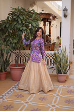 Thumbnail for Prazu Fashion Purple Cosmos Weaving Jacquard Designer Lehenga - Distacart