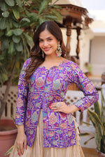 Thumbnail for Prazu Fashion Purple Cosmos Weaving Jacquard Designer Lehenga - Distacart