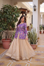 Thumbnail for Prazu Fashion Purple Cosmos Weaving Jacquard Designer Lehenga - Distacart