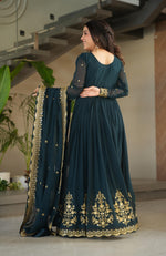 Thumbnail for Vedant Vastram Georgette Embroidery & Sequence Work Stitched Ethnic Gown-Rama