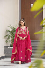 Thumbnail for Prazu Fashion Pink Georgette Sequins & Zari Embroidery Gown