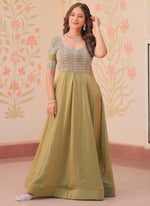 Thumbnail for Prazu Fashion Mahendi Silk Beads Embroidered Gown