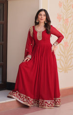 Thumbnail for Vedant Vastram Georgette Embroidery & Sequence Work Stitched Ethnic Gown-Maroon