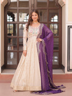 Thumbnail for Vedant Vastram Russian Silk Embroidery & Sequence Work Stitched Ethnic Gown-Purple - Distacart