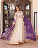 Thumbnail for Vedant Vastram Russian Silk Embroidery & Sequence Work Stitched Ethnic Gown-Purple - Distacart
