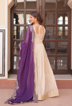 Thumbnail for Vedant Vastram Russian Silk Embroidery & Sequence Work Stitched Ethnic Gown-Purple - Distacart