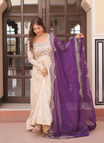 Thumbnail for Vedant Vastram Russian Silk Embroidery & Sequence Work Stitched Ethnic Gown-Purple - Distacart