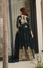 Thumbnail for Vedant Vastram Georgette Embroidery & Sequence Work Stitched Ethnic Gown-Rama