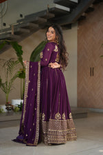Thumbnail for Prazu Fashion Purple Georgette Rich Zari & Sequins Embroidered Gown